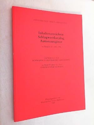 Jahrbuch für schwäbisch-fränkische Geschichte. Inhaltsverzeichnis, Schlagwortkatalog, Autorenregi...