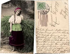 Bild des Verkufers fr GL & CO 1287-1 NICE FARMER COUNTRY GIRL PIGTAIL Photo Postcard zum Verkauf von Versandhandel Lehenbauer