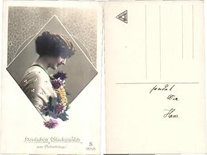 Bild des Verkufers fr VERY NICE PORTRAIT GIRL EDWARDIAN 1910s Photo Postcard zum Verkauf von Versandhandel Lehenbauer