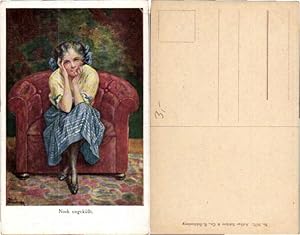 Seller image for 43698,Artist Pc Noch ungeksst Shy Girl on Chair for sale by Versandhandel Lehenbauer
