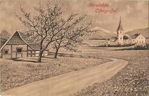 Bild des Verkufers fr Schne Karte Ostern Ostergrsse landschaft 1915 zum Verkauf von Versandhandel Lehenbauer