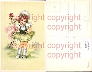 Bild des Verkufers fr 446053,Knstler Ak Kind Mdchen Kleid Spitzenhaube Rose Blumen zum Verkauf von Versandhandel Lehenbauer