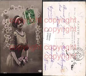 Imagen del vendedor de 459805,Frau Haarband Rosen Blumen Edwardian Girl Beauty Woman Photo Postcard a la venta por Versandhandel Lehenbauer