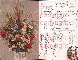 Bild des Verkufers fr 459881,Knstler Ak Bunter Blumenstrau Vase Mohnblumen Margeriten Blume Blumen zum Verkauf von Versandhandel Lehenbauer