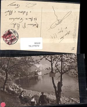 Seller image for 45508,Sur les Rives du Leman Le Chateau de Chillon Wanderer vor Schloss Burg 1913 Kt Waadt for sale by Versandhandel Lehenbauer