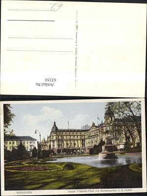 Bild des Verkufers fr 63359,Wiesbaden Kaiser Friedrich Platz mit Blumengarten u d Hotels Ansicht zum Verkauf von Versandhandel Lehenbauer