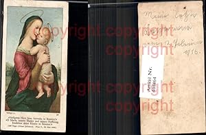 Bild des Verkufers fr 408464,Andachtsbild Heiligenbildchen Raffael Mutter Maria Jesuskind Heiligenschein zum Verkauf von Versandhandel Lehenbauer