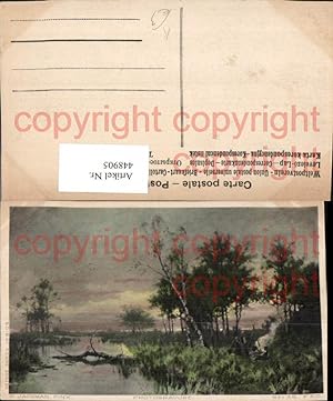 Seller image for 448905,Knstler AK P. Jackman Landschaft Moor Lagerfeuer for sale by Versandhandel Lehenbauer