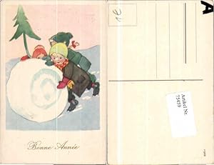 Bild des Verkufers fr 75459,Neujahr Kinder bauen Schneemann Ssse Karte zum Verkauf von Versandhandel Lehenbauer