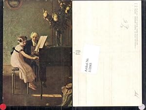 Seller image for 112085,Knstlerkarte Frau Mdchen Klavier spielen Noten Liederbuch Buch for sale by Versandhandel Lehenbauer