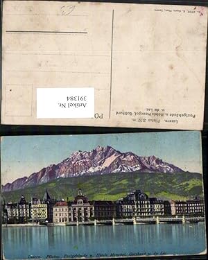Bild des Verkufers fr 391384,Luzern Pilatus Postgebude u. Hotels Monopol Gotthard Bergkulisse zum Verkauf von Versandhandel Lehenbauer