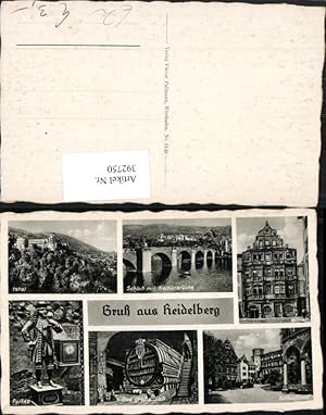 Bild des Verkufers fr 392750,Heidelberg Teilansicht Schloss Ritter Perkeo Fass Schlosshof Mehrbildkarte zum Verkauf von Versandhandel Lehenbauer