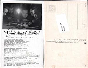 Bild des Verkufers fr 108802,Liedkarte Wehrmacht Soldaten Gute Nacht Mutter zum Verkauf von Versandhandel Lehenbauer
