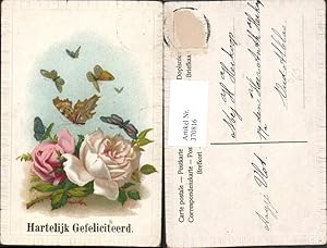 Imagen del vendedor de 370816,Knstler AK Hartelijk Gefeliciteerd Rosen Schmetterlinge a la venta por Versandhandel Lehenbauer