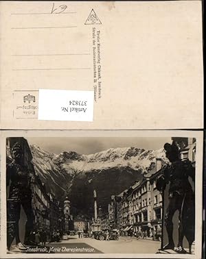 Bild des Verkufers fr 373824,Innsbruck Maria Theresienstrae Straenansicht Fotomontage Statuen Ritter Bergkulisse zum Verkauf von Versandhandel Lehenbauer