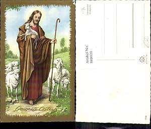 Bild des Verkufers fr 380120,Knstler Ak Jesus als Hirte Hirtenstab Schafe Lmmer Ostern Religion zum Verkauf von Versandhandel Lehenbauer