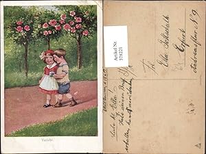 Bild des Verkufers fr 378221,Knstler AK Verlobt Kinder Liebe Rosenstrauch Rosen zum Verkauf von Versandhandel Lehenbauer