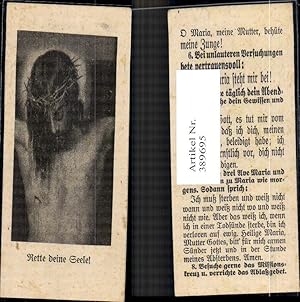 Bild des Verkufers fr 389695,Andachtsbild Heiligenbildchen Jesus Dornenkrone Rette deine Seele zum Verkauf von Versandhandel Lehenbauer