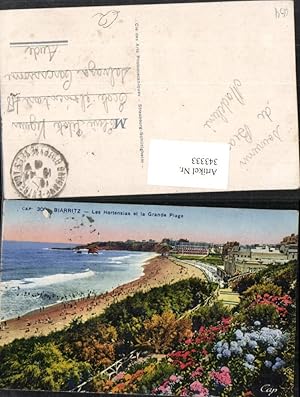 Bild des Verkufers fr 343333,Aquitanien Pyrenees-Atlantiques Biarritz Les Hortensias et la Grande Plage Hortensien Strand zum Verkauf von Versandhandel Lehenbauer