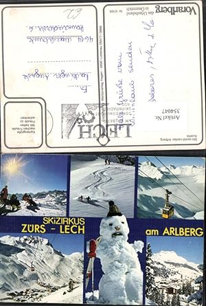 Bild des Verkufers fr 354047,Zrs Lech am Arlberg Totale Seilbahn Skifahrer Schneemann Mehrbildkarte zum Verkauf von Versandhandel Lehenbauer