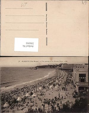 Image du vendeur pour 356593,Aquitanien Pyrenees-Atlantiques Biarritz Vue generale de la Grande Plage Strand mis en vente par Versandhandel Lehenbauer