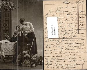 Seller image for 362106,Liebe Paar Hndchenhalten b. Tisch Lesen Buch Blumen Pense a moi for sale by Versandhandel Lehenbauer