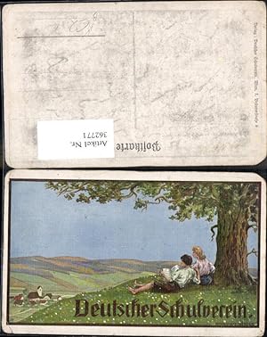 Immagine del venditore per 362771,Deutscher Schulverein Knstlerkarte Hanns Waltenberger Paar Lesen Baum venduto da Versandhandel Lehenbauer