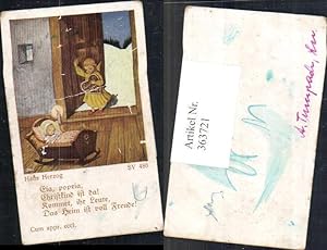 Bild des Verkufers fr 363721,Andachtsbilder Heiligenbildchen Hans Herzog Engel Kind Wiege zum Verkauf von Versandhandel Lehenbauer