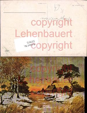 Seller image for 537075,Knstler AK Hugo Lissmann Bume Birken Moor Schilf Haus for sale by Versandhandel Lehenbauer