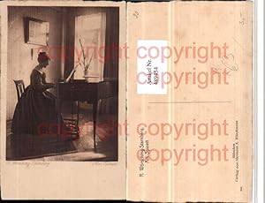 Bild des Verkufers fr 489454,Knstler AK R. Wrsching Starnberg Am Spinett Flgel Klavier zum Verkauf von Versandhandel Lehenbauer