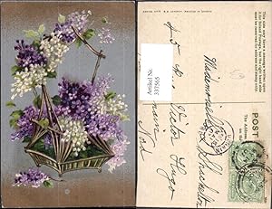 Bild des Verkufers fr 337565,Blumen Flieder Wei u. Violett Holzkorb Korb zum Verkauf von Versandhandel Lehenbauer