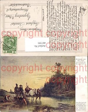 Seller image for 487391,Knstler Ak Friedrich Gauermann Rckkehr v. d. Jagd Hirsch a. Pferd for sale by Versandhandel Lehenbauer