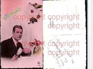 Image du vendeur pour 503831,Bonne Fete Mann in Anzug Brief Blumen pub J.G. Paris 545/3 mis en vente par Versandhandel Lehenbauer