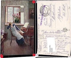 Seller image for 41642,A. Liebscher Frau weint am Klavier Vogelkfig for sale by Versandhandel Lehenbauer