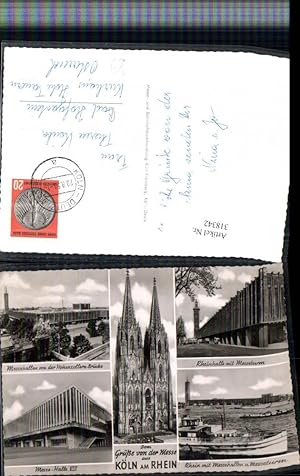 Seller image for 318342,Köln am Rhein Dom Messe Hallen Messeturm Dampfer Mehrbildkarte for sale by Versandhandel Lehenbauer