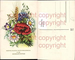 Bild des Verkufers fr 451895,Knstler AK Geburtstag Blumen Mohnblume Margeriten zum Verkauf von Versandhandel Lehenbauer