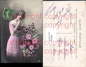 Imagen del vendedor de 459804,Frau Haarband Blumen Edwardian Girl Fashion Beauty Woman Photo Postcard a la venta por Versandhandel Lehenbauer