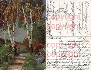 Bild des Verkufers fr 464919,Knstler Ak Baum Birken Stufen Stiege Landschaft zum Verkauf von Versandhandel Lehenbauer