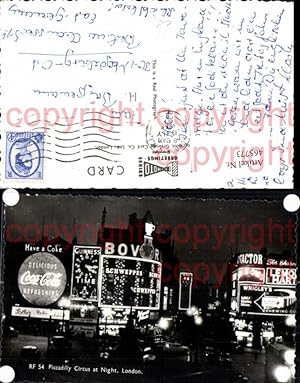 Image du vendeur pour 465773,Reklame London Piccadilly Circus at Night Coca Cola Guinness Wrigleys Schweppes mis en vente par Versandhandel Lehenbauer