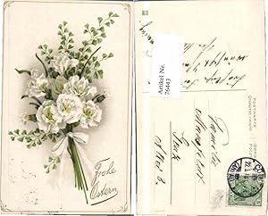 Bild des Verkufers fr 76443,Jugendstil Prge Litho Ostern Blumen Rosen Weiss zum Verkauf von Versandhandel Lehenbauer