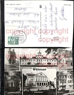 Bild des Verkufers fr 423084,Weimar Theater Schillerhaus Denkmal Markt Schloss Belvedere Mehrbildkarte zum Verkauf von Versandhandel Lehenbauer