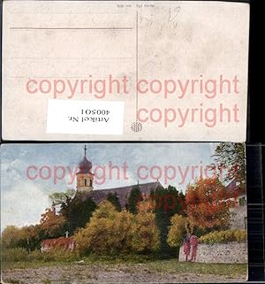 Bild des Verkufers fr 400501,Knstler Ak Kirche Landschaft Garten zum Verkauf von Versandhandel Lehenbauer