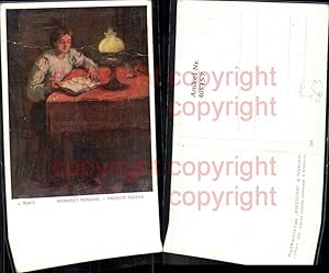 Bild des Verkufers fr 408357,Knstler Ak J. Bijelic Premier Roman Frau liest Buch Tischleuchte Lesen Lampe Tischlampe zum Verkauf von Versandhandel Lehenbauer