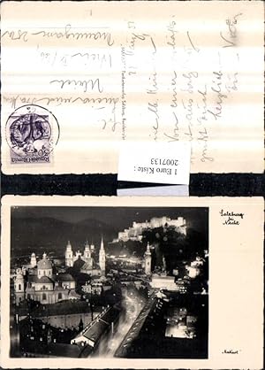 Bild des Verkufers fr 2007133,Salzburg Teilansicht b. Nacht Kirchen Festung zum Verkauf von Versandhandel Lehenbauer