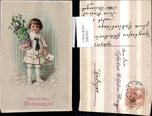 Imagen del vendedor de 2007952,Knstler AK Glckwunsch Kind m. Brief Blumenstock Blumen a la venta por Versandhandel Lehenbauer