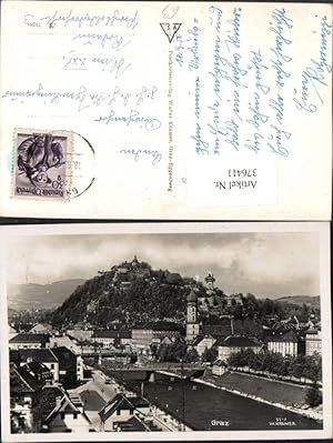 Bild des Verkufers fr 376411,Graz Teilansicht m. Schlossberg Fluss Brcken zum Verkauf von Versandhandel Lehenbauer