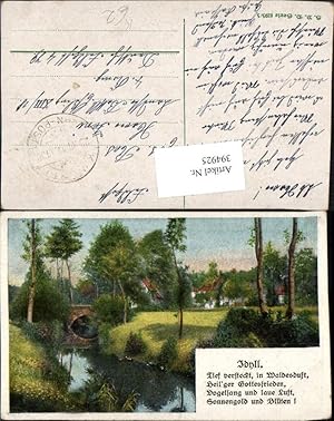 Bild des Verkufers fr 394925,Knstler AK Landschaft Fluss Brcke Idyll Spruch Text zum Verkauf von Versandhandel Lehenbauer