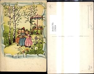 Seller image for 179034,Knstler Ak Mdchen m. Korb Blumen Brief Kuvert Birken Bume Tisch Sonnenschirm for sale by Versandhandel Lehenbauer