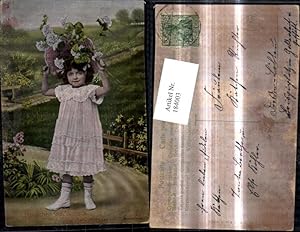 Bild des Verkufers fr 184003,Kind Mdchen m. Hut Blumen Hortensien Geburtstag zum Verkauf von Versandhandel Lehenbauer