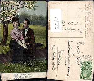 Bild des Verkufers fr 338571,Liebe Paar sitzt unter Baum Spruch Text zum Verkauf von Versandhandel Lehenbauer